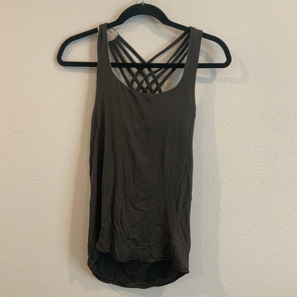 Lululemon green & gold straps bra tank top size 4
